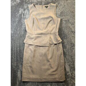 Ann Taylor Petite Tan Plaid Sleeveless Dress With Peplum- Size 0 Petite